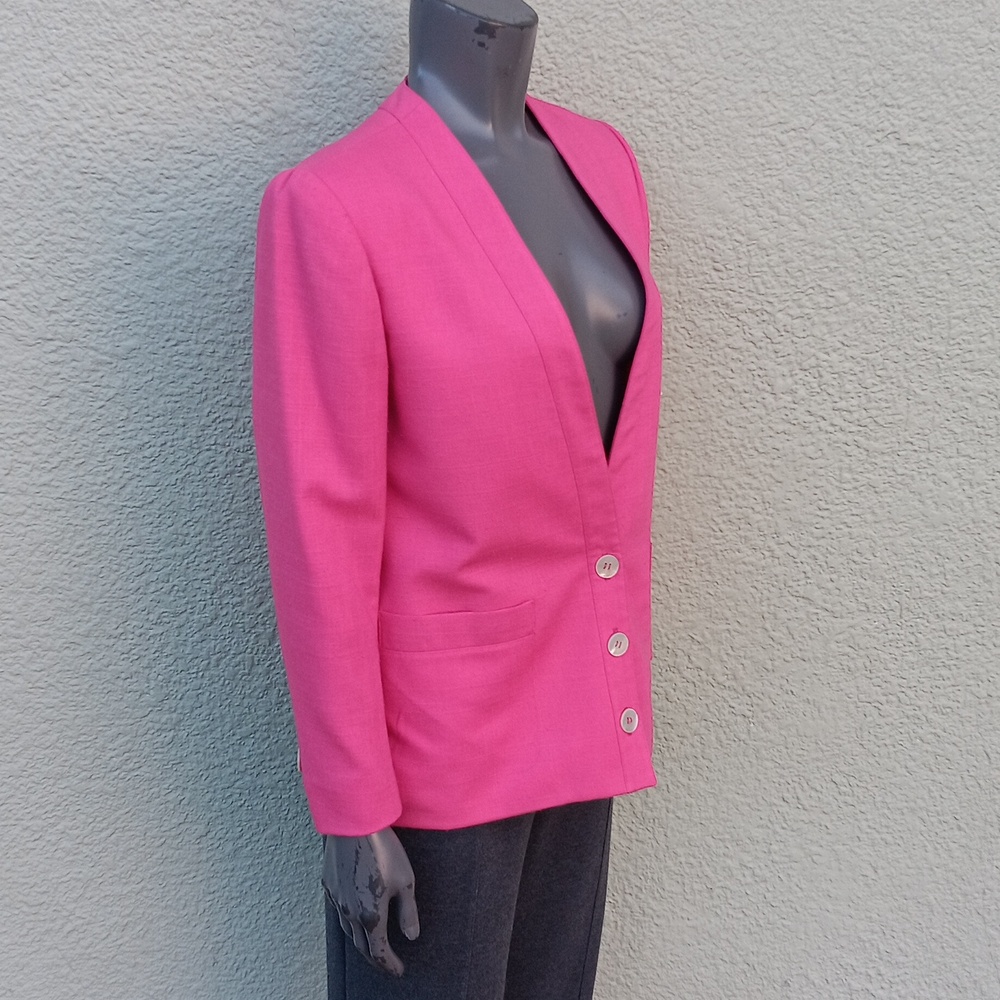 EVAN PICONE Women's Vintage Linen-Silk Blend Pink (3) Button Lux Blazer